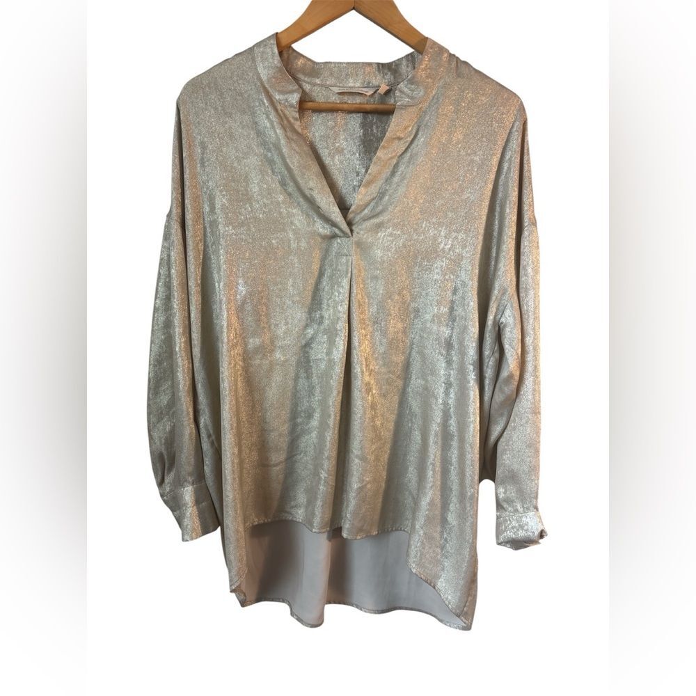 Soft Surroundings Gigi Tunic Blouse Champagne Gold Large Lagenlook Career Party